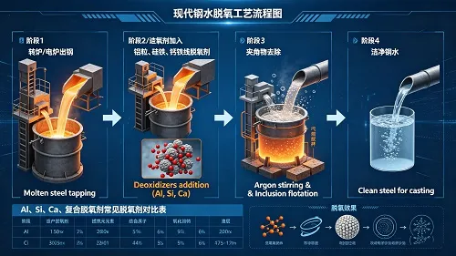 Advanced steel deoxidation process in modern foundry