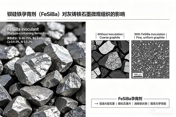 Barium-containing ferrosilicon inoculant (FeSiBa) and its effect on gray iron graphite microstructure