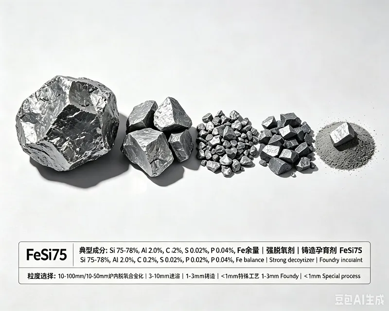 Different particle sizes of FeSi75 alloy for steelmaking and foundry applications - Bright Alloys