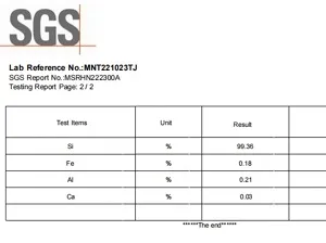 SGS certificate for silicon metal