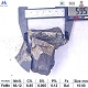 High carbon ferro manganese 65% lump with ruler for size reference and chemical specifications table, top-down view angle 1