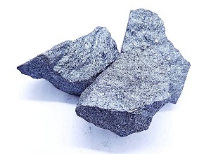 Ferro silicon 70% lump showing metallic luster, surface texture, typical lump shape