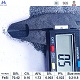 Ferro silicon 70% 0.2-0.8mm particle size overview with ruler for size reference and chemical composition specifications table