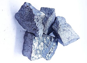 High-purity ferro silicon lump appearance with metallic luster, surface texture, typical lump shape