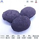Silicon briquette 65% appearance showing typical pillow-shaped briquette, dark gray color, smooth surface texture,with chemical composition specifications table below