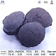 Silicon carbide briquette 70% appearance showing typical pillow-shaped briquette, dark gray color, smooth surface texture,with chemical composition specifications table below
