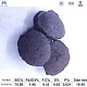 Silicon carbide briquette 75% appearance showing typical pillow-shaped briquette, dark gray color, smooth surface texture,with chemical composition specifications table below