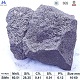 Silicon manganese 60/28 grade (SiMn 6028) lump appearance showing metallic luster, silver-gray color, typical irregular lump shape, with chemical composition specifications table below